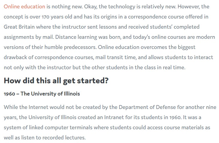 Online Education Article by Tom